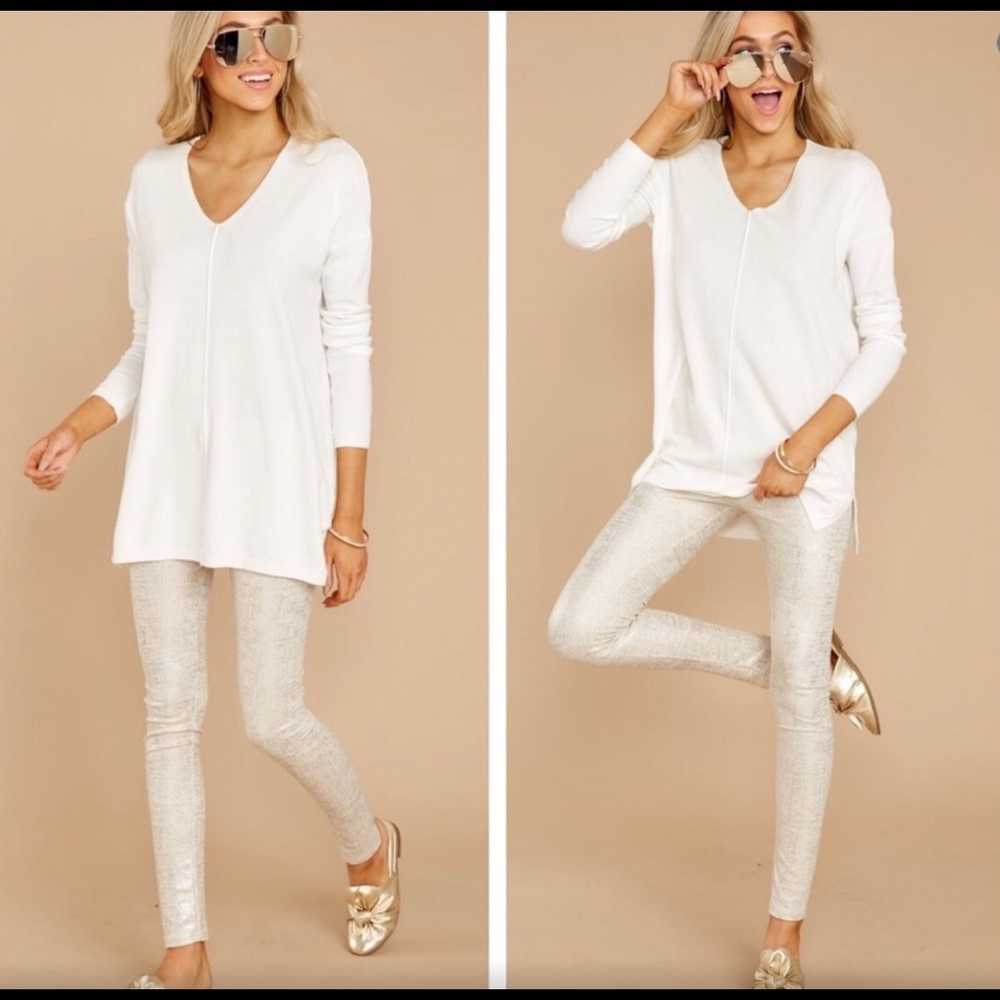 New With Tags Adrienne Gold Foil Leggings